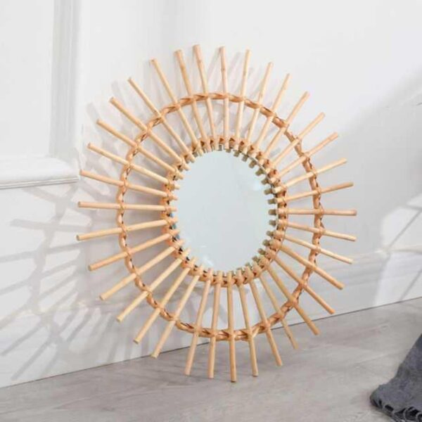 Handmade Rattan Mirror | Rattan Round Mirror - Image 2