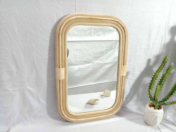 Handmade Cane Mirror | Rattan Rectangle Mirror - Image 3